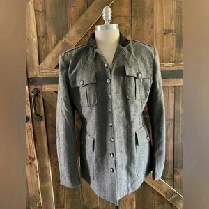 Operations Inc. A New York Corporation Gray Wool Blend Military Style Coat XL